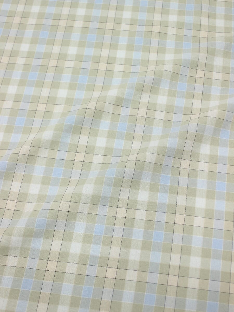 Вареный (стираный) хлопок "Клетка" цв.нежная фисташковая пастель, ш.2.5м, хл-100%, 125гр/м.кв