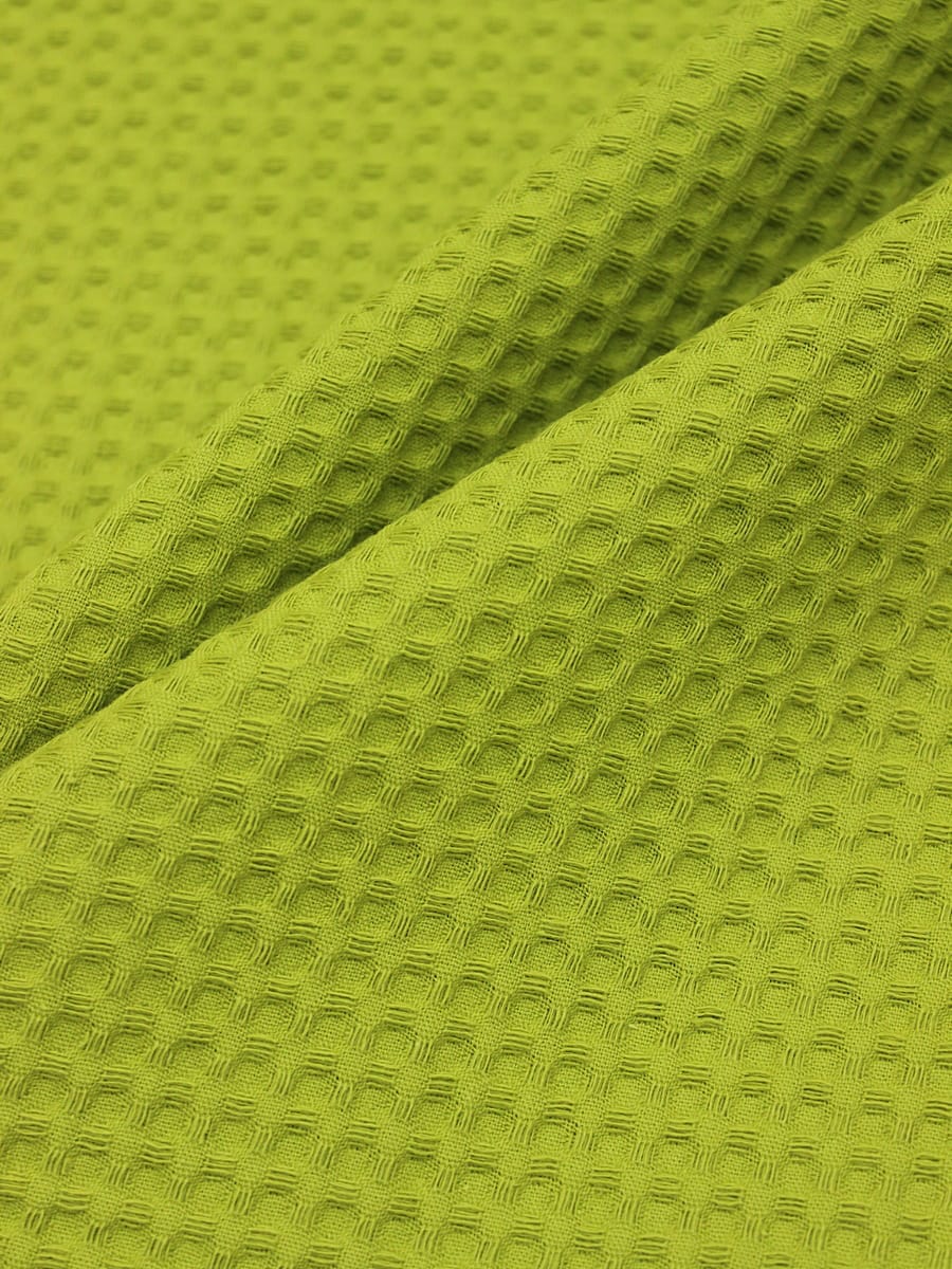 Вафельное премиум-полотно "Italy" цв.Яркая оливка, ш.1.5м, хлопок-100%, 240гр/м.кв