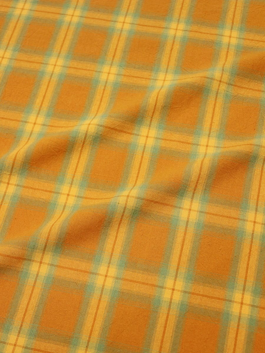 Вареный (стираный) хлопок "Клетка" цв.охра, ш.2.5м, хлопок-100%, 115гр/м.кв