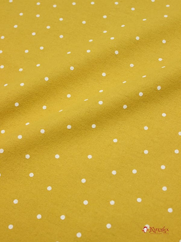 Теплый хлопок "Россыпь гороха на горчичном", ш.1.5м, хлопок-100%, 160гр/м.кв