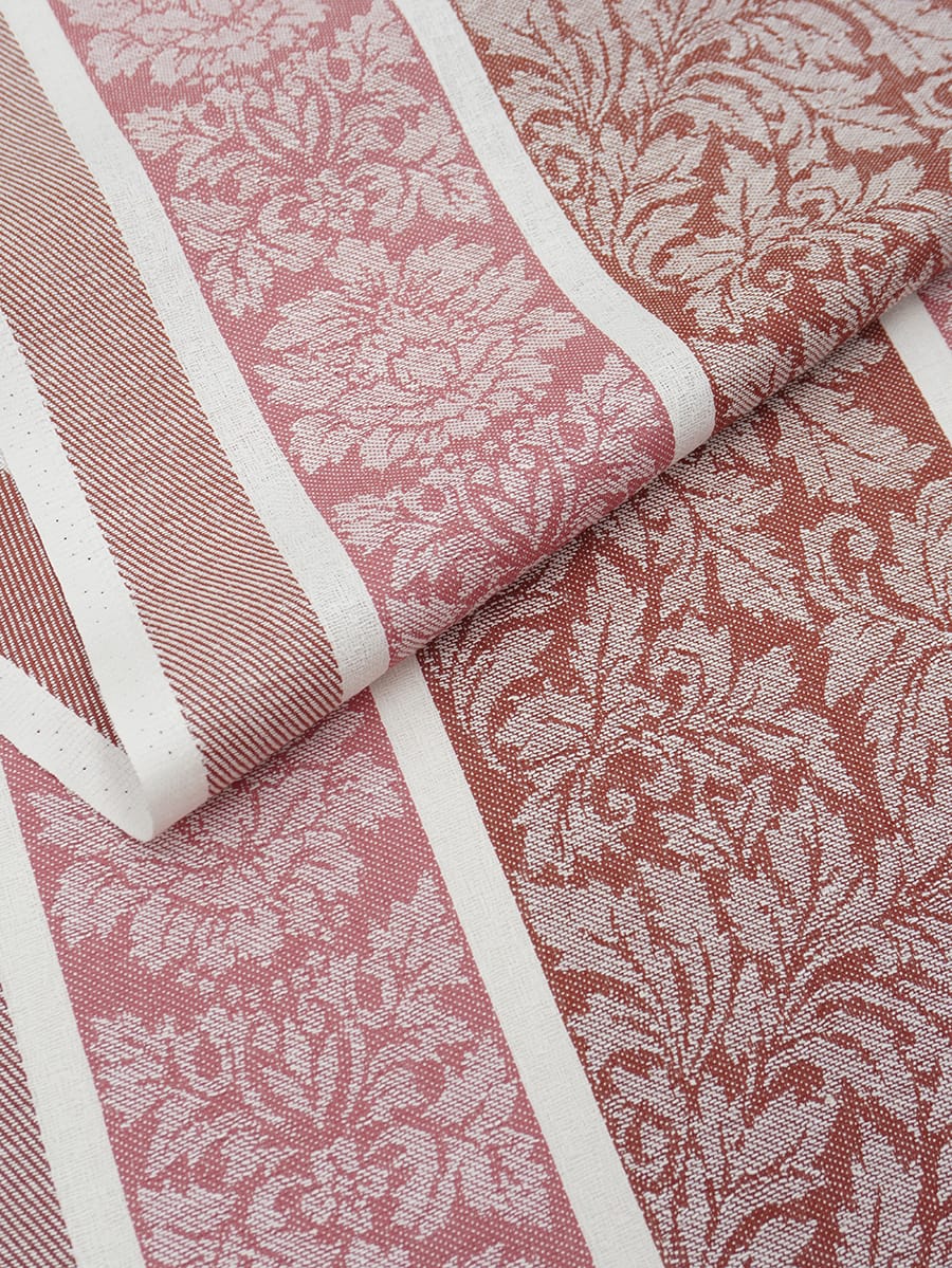 Мерный лоскут Холст полотенечный жаккард "Венеция" цв.терракотовый/розовый, ш.0.5м, лен-30%, хл-70%, 210гр/кв.м