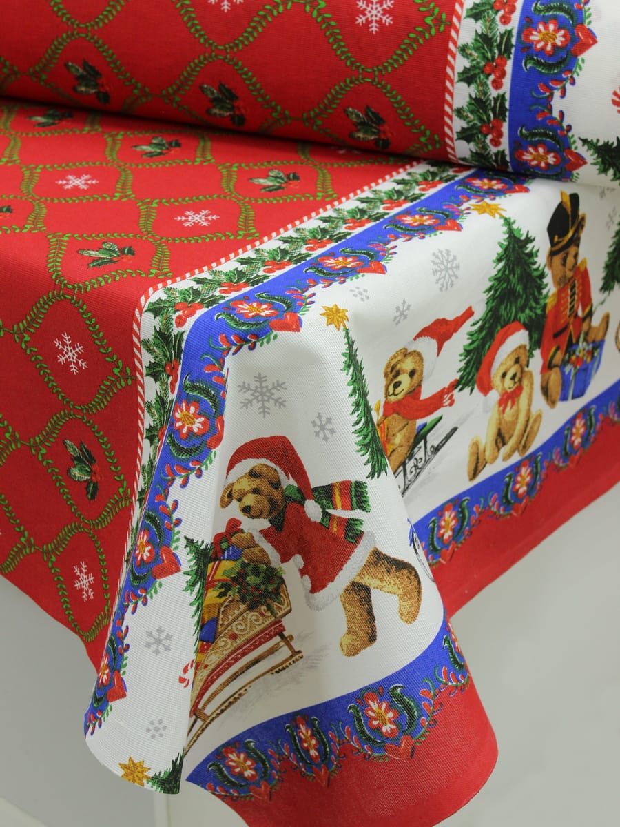 Рогожка "Новогоднее приключение" цв.красный, ш.1.5м, хлопок-100%, 160гр/м.кв