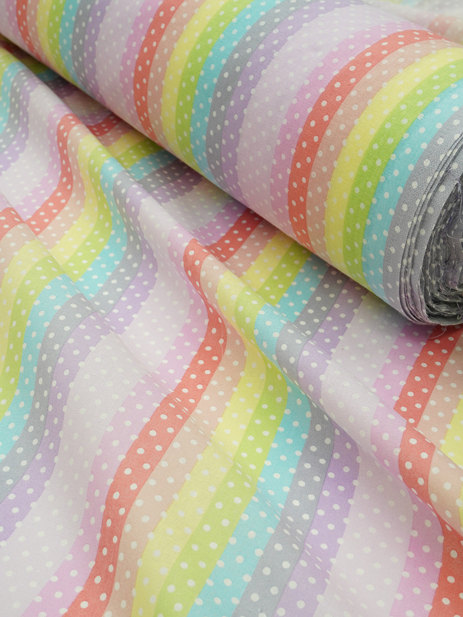 Поплин "Пшено на цветной полоске", СОРТ2, ш.1.5м, хлопок-100%, 100гр/м.кв