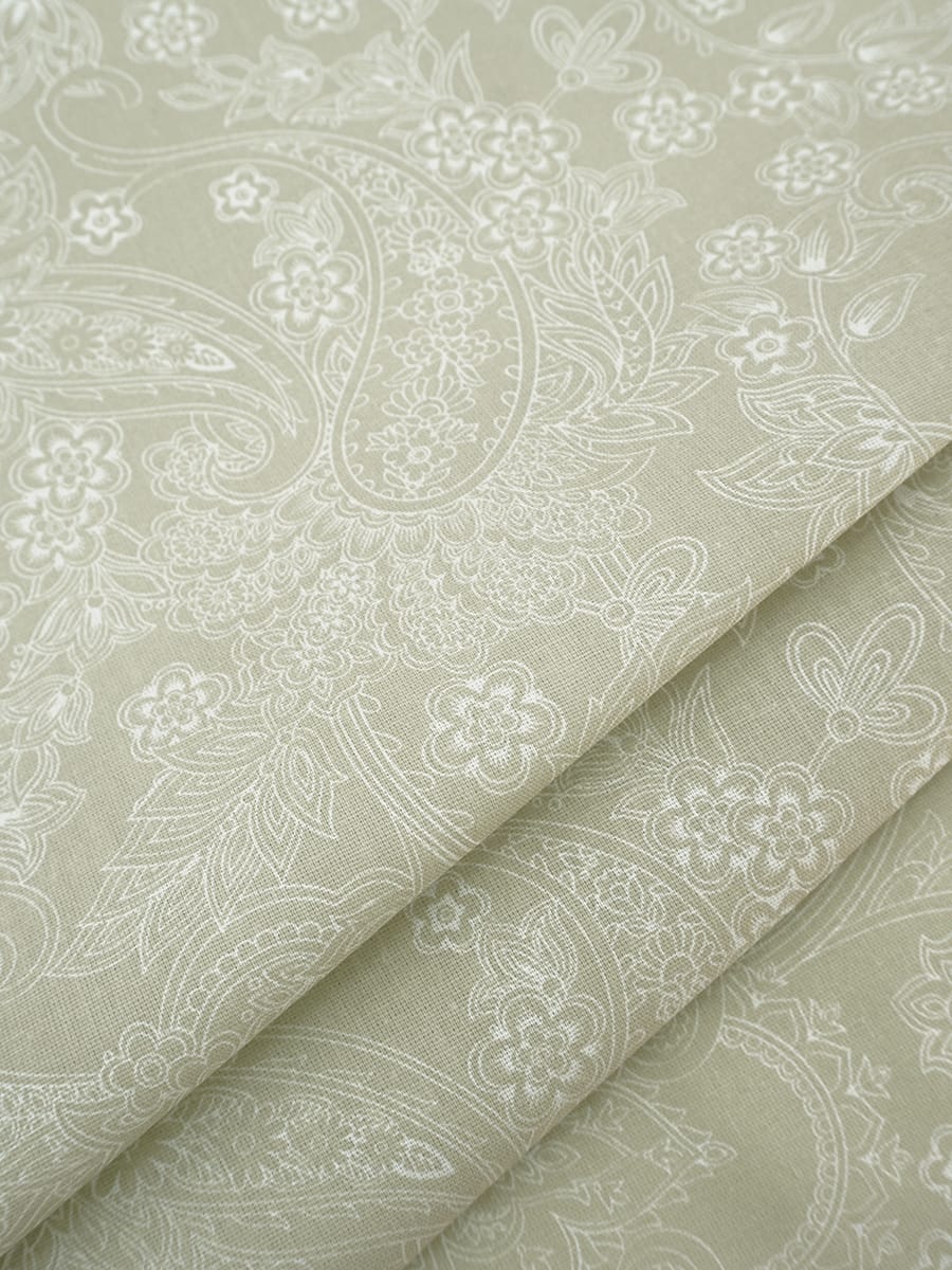 Бязь "Загадочный цветок - монохром" цв.оливково-серый, (комп), ш.1.5м, хлопок-100%, 110гр/м.кв