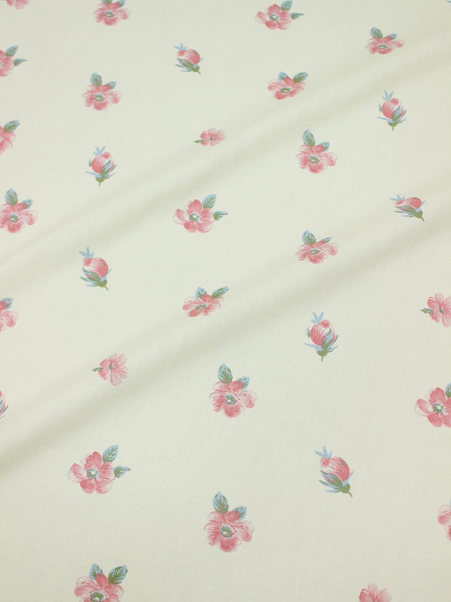 Сатин "Розовый микс - цветочки" цв.шампань, (комп), ш.1.6м, хлопок-100%, 110гр/м.кв