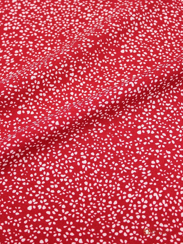 Штапель "Мелкая цветочная рябь на темно-красном", ш.1.45м, вискоза-100%, 100гр/м.кв