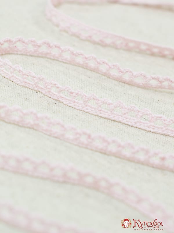 Кружево хлопок-90%, п/э-10%, 12мм, цв.нежно-розовый