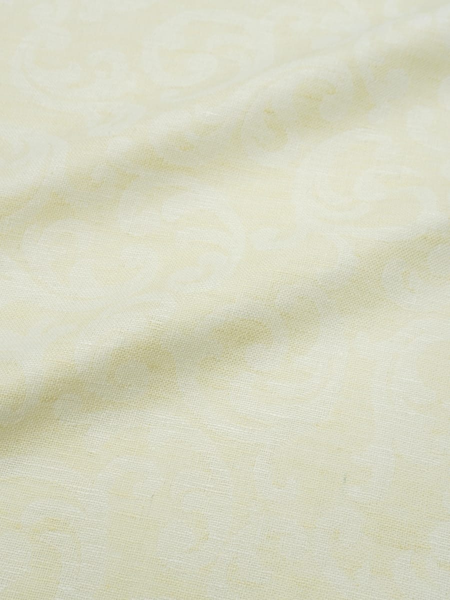 Полульняной жаккард "Морозный узор" цв.сливочный пломбир, ш.1.8м, лен-50%, хлопок-50%