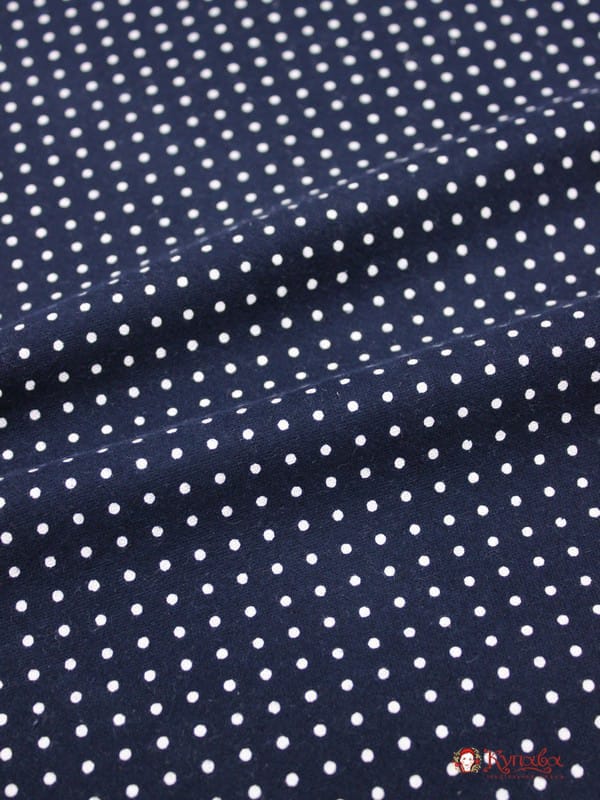 Теплый хлопок "Мелкий горох на чернильно-синем", шир.1.48м, хлопок-100%, 160гр/м.кв