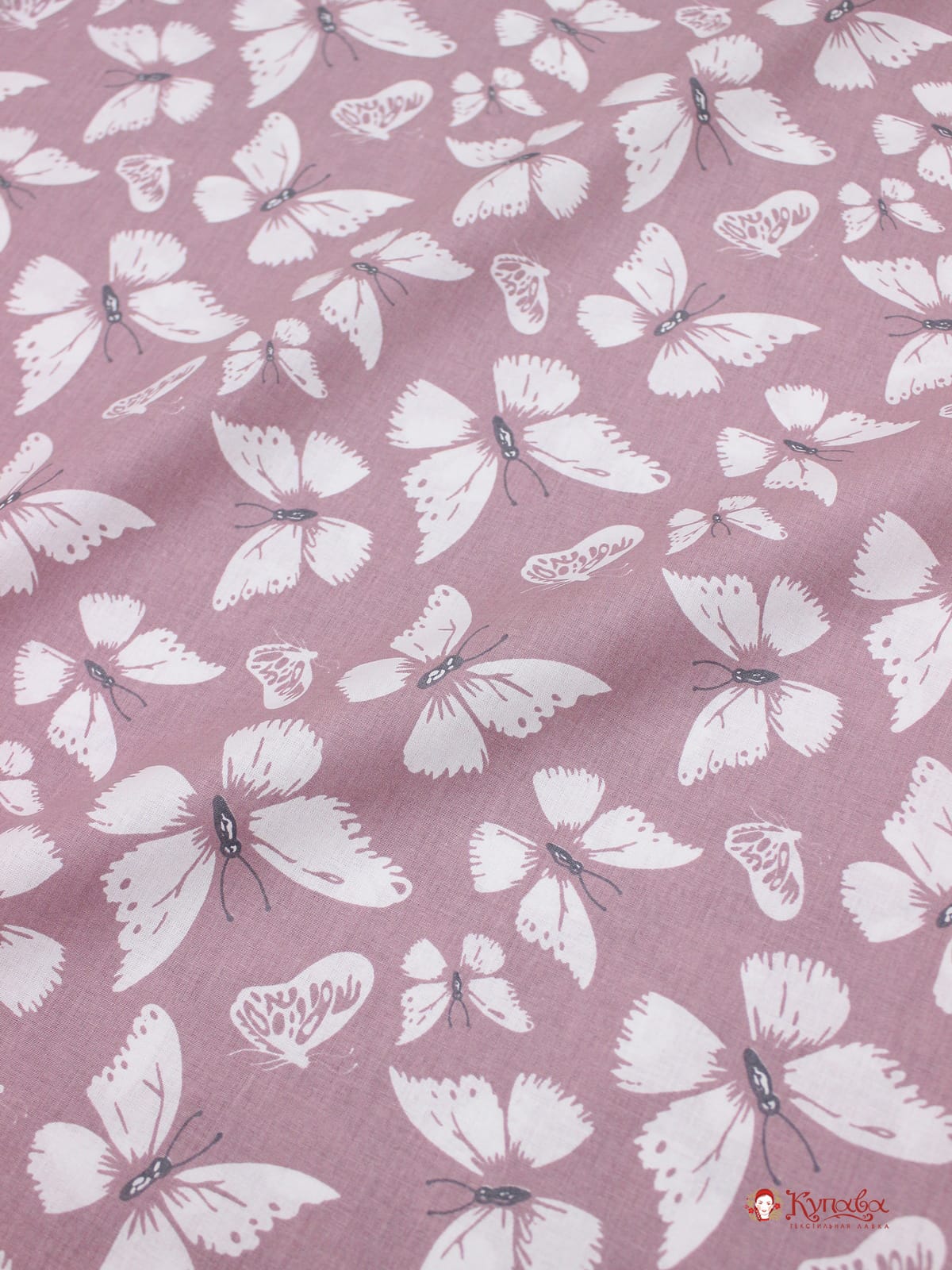 Поплин "Бабочки" цв.коричневая брусника, ш.2.2м, хлопок-100%, 115гр/м.кв