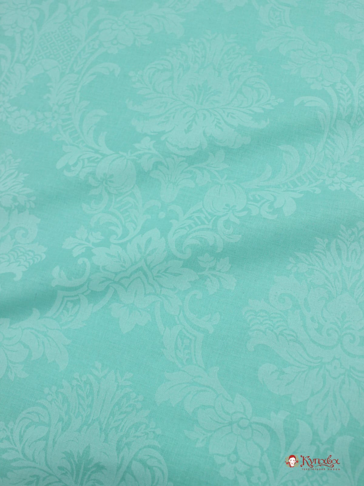 Поплин Коллекция "Набивной жаккард" цв.яркая мята, ш.2.2м, хлопок-100%, 110гр/м.кв