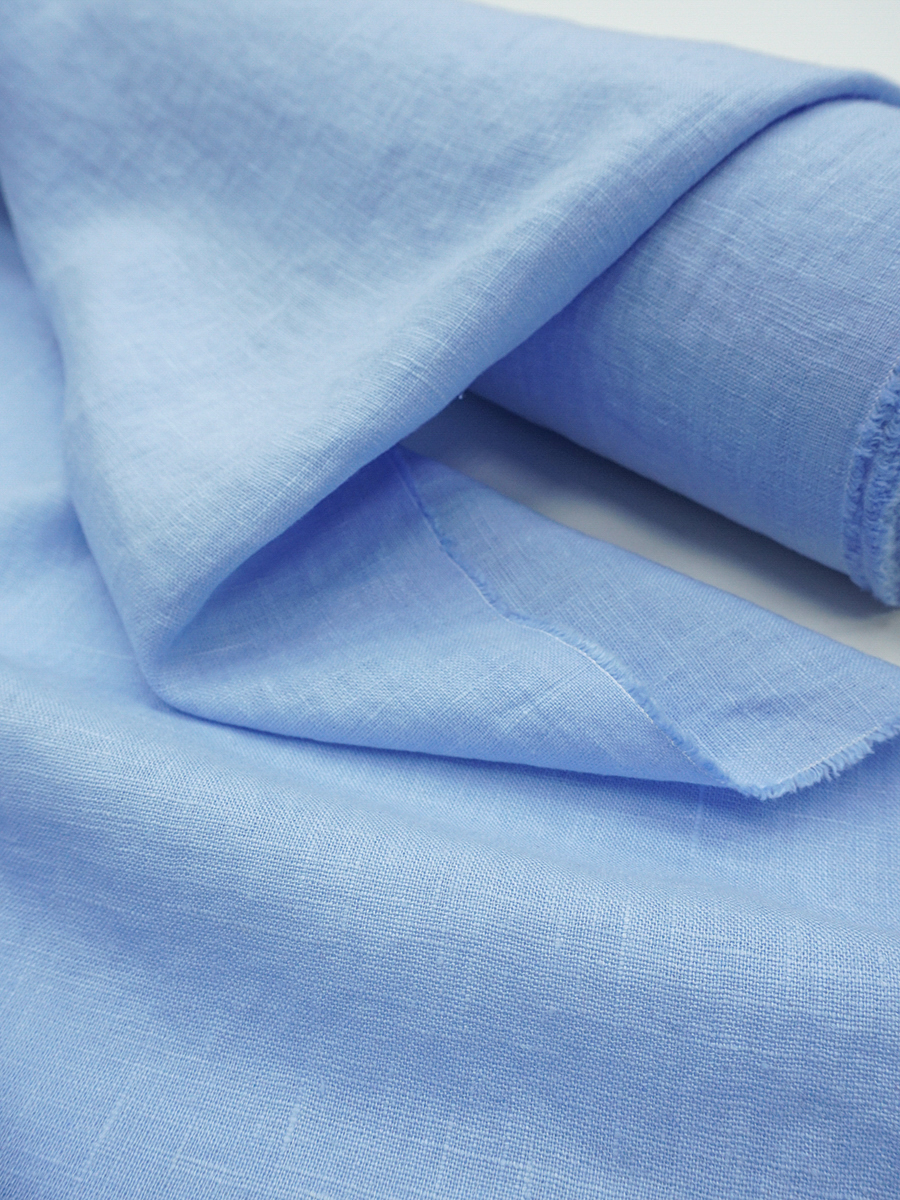 Мерный лоскут(ткань в отрезах)Лен костюмный с эффектом мятости цв.Небесно-голубой, ш.1.45м, лен-100%, 190гр/м.кв