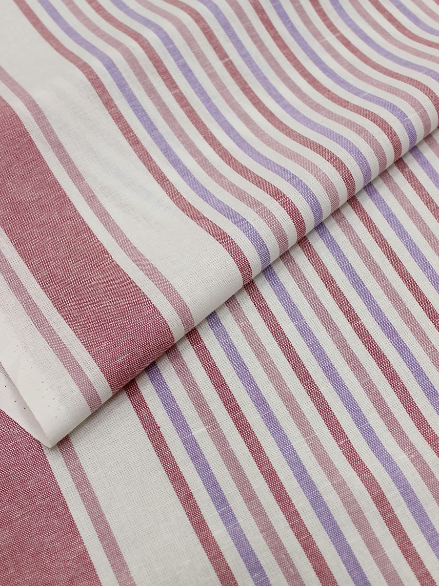 Холст полотенечный "Полоска" цв.бордовый/сиреневый, ш.0.5м, лен-30%, хлопок-70%, 140гр/м.кв