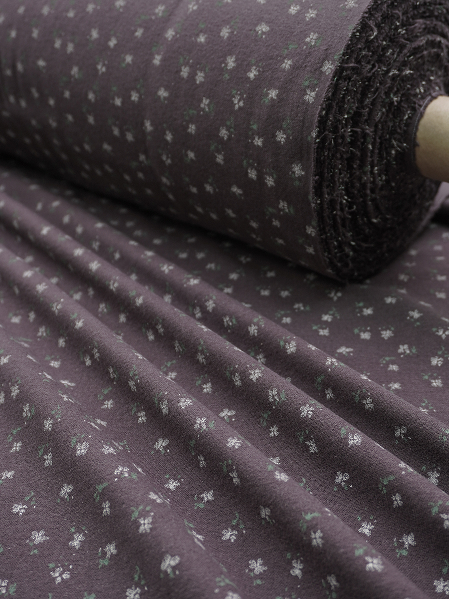 Теплый хлопок "Цветочки - мотылечки" цв.инжир, ш.1.5м, хлопок-100%, 150гр/м.кв