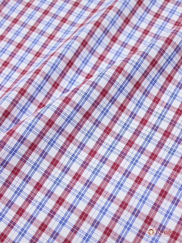 Ткань блузочно-сорочечная "Красно-сине-белая клетка", ВИД2, ш.1.5м, хлопок-100%, 125гр/м.кв