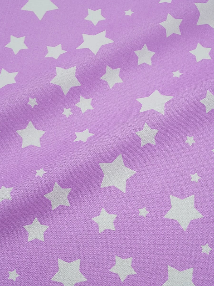 Перкаль "Звездный дождь" цв.розово-сиреневый, ш.1.5м, хлопок-100%, 105гр/м.кв
