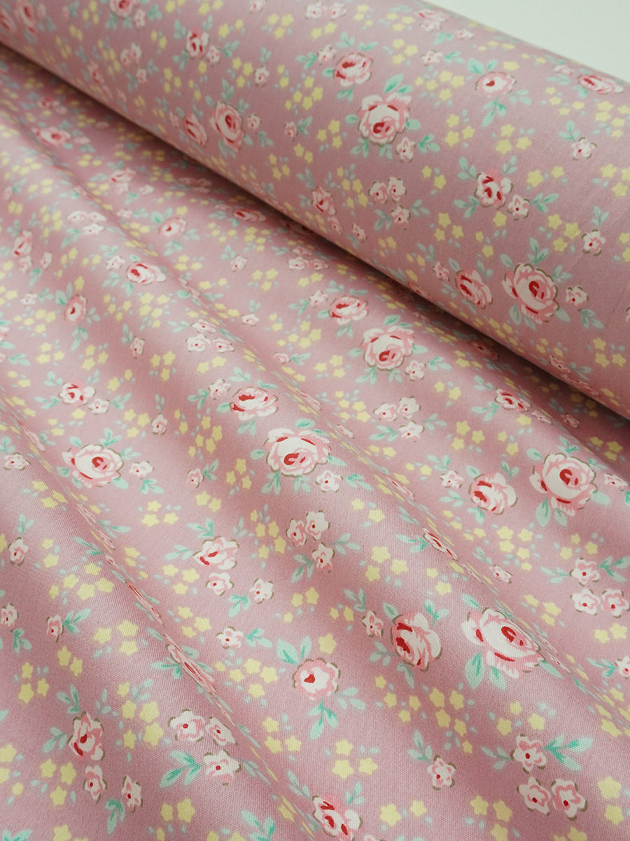 Сатин "Нежная розочка" цв.розово-сиреневый флер, ш.1.6м, хлопок-100%, 110гр/м.кв