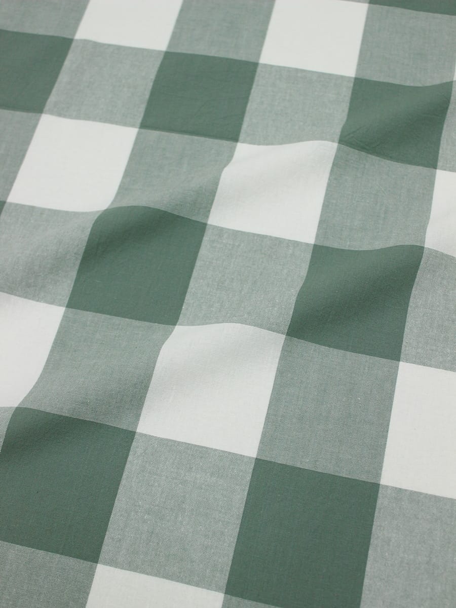 Вареный (стираный) хлопок"Клетка (6.5*7.0см)" цв.т.серо-мятный/молочный, ш.2.5м, хл-100%, 115гр/м.кв