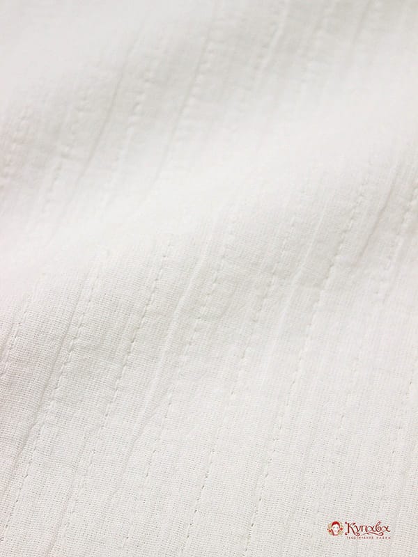 Мерный лоскут (ткань в отрезах) - Муслин двухслойный стеганый с эф.жатости, цв.Молочный, ш.1.36м