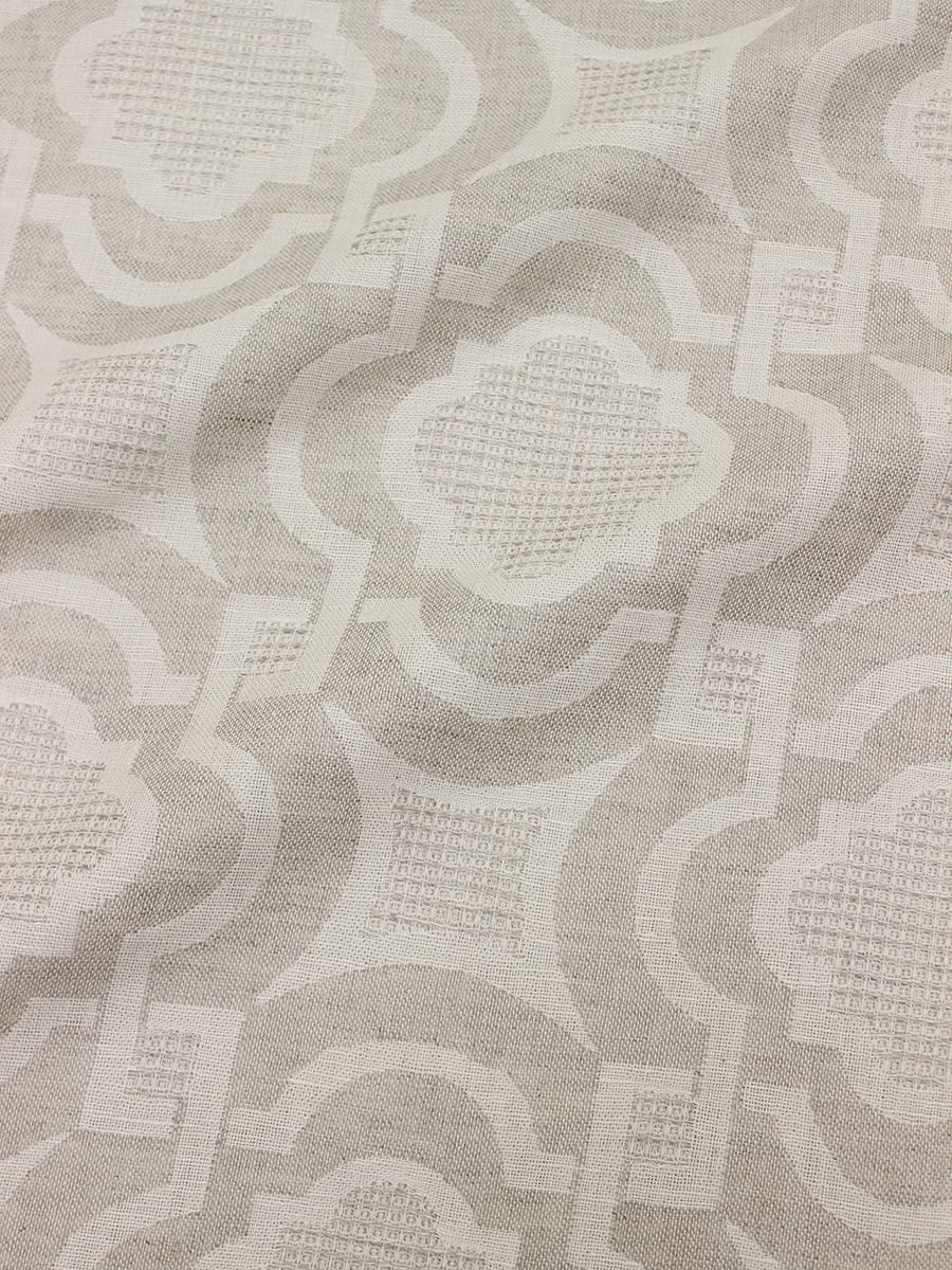 Полульняной жаккард "Орнамент" цв.бежевый, ш.1.92м, лен-50%, хлопок-50%