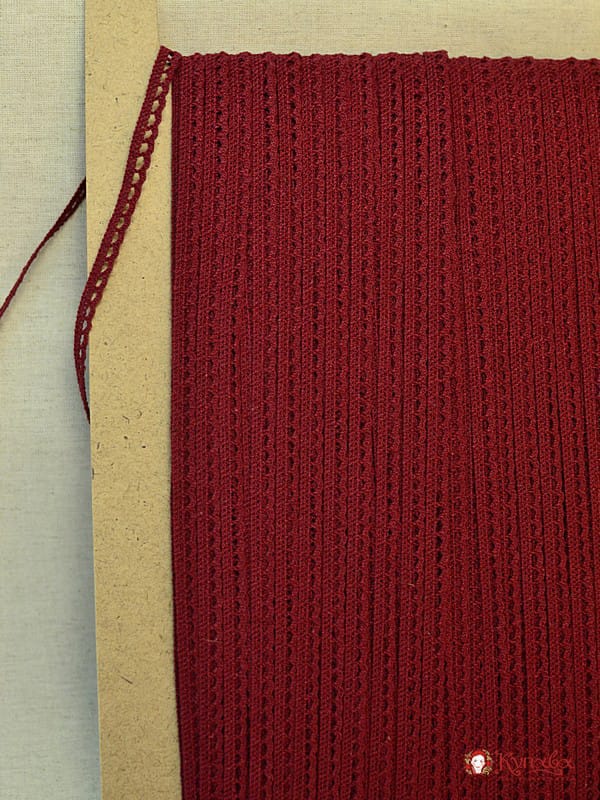 Кружево цв.т.бордово-вишневый, ш.08мм, хлопок-90%, п/э-10%, рис.092/17