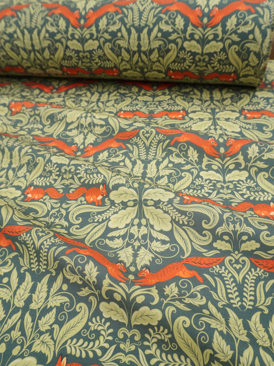 Перкаль Премиум (Digital) "Орнамент с белками", ш.1.5м, хлопок-100%, 120гр/м.кв