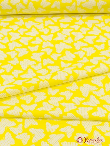 Бязь Бабочки в мелкий горох на желтом ,1.5 м. хлопок-100 %