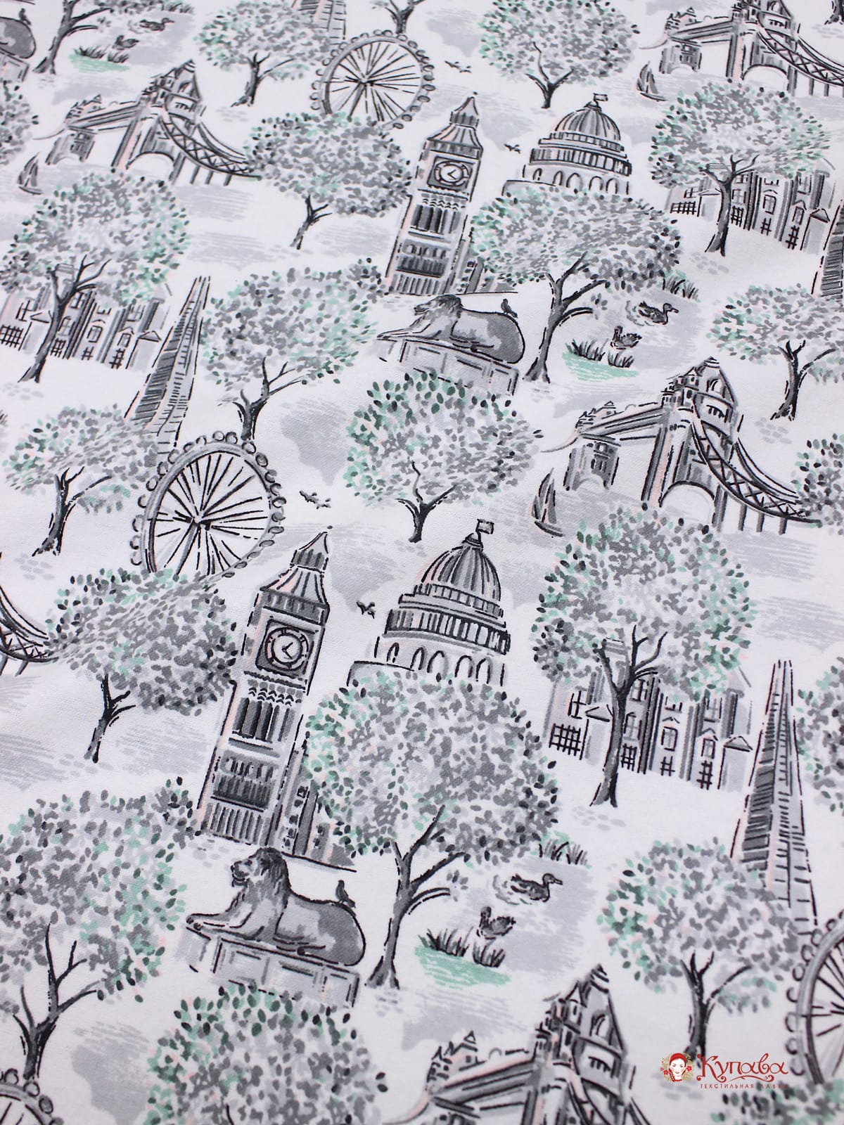 Теплый хлопок "Английские улочки", ш.1.50м, хлопок-100%, 150гр/м.кв