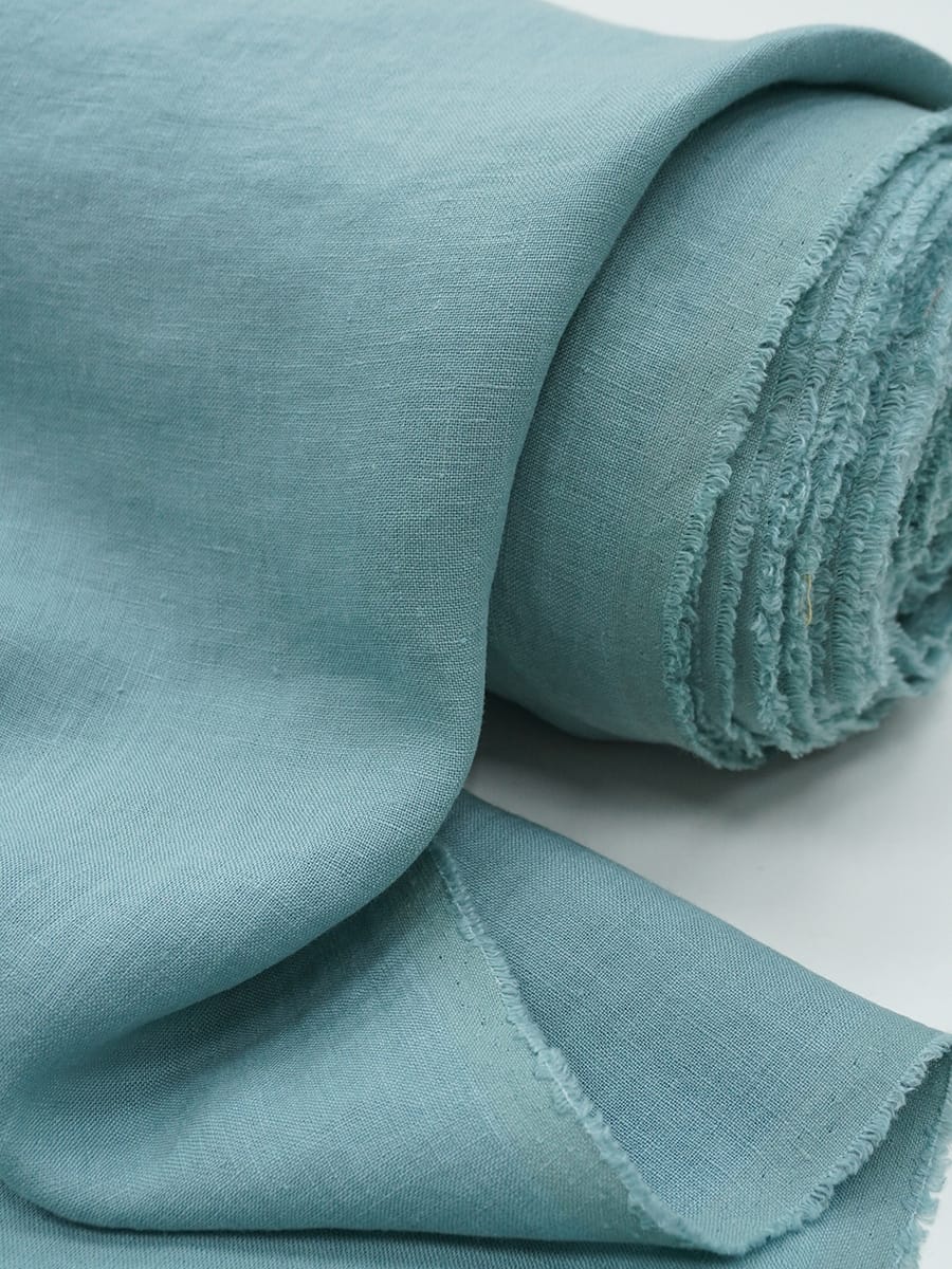 Лен постельный с эффектом мятости цв.Бирюзово-зеленая дымка, ш.2.45м, лен-100%, 165гр/м.кв