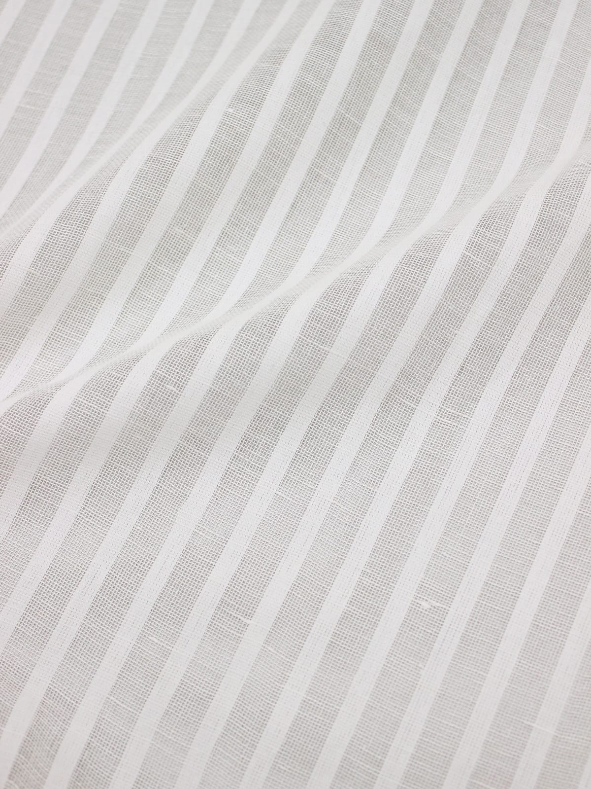 Мерный лоскут (ткань в отрезах) - Полулен декоративный "Сетка в узкую полоску" цв.молочный, ш.2.6м