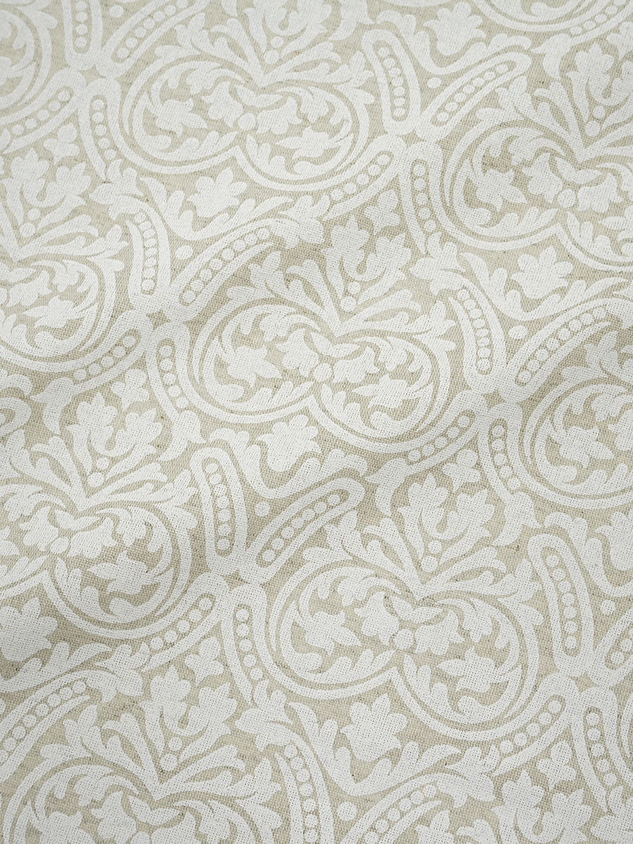 Полулен "Белый орнамент" (на суровом), ш.1.5м, лен-30%, хлопок-70%, 155гр/м.кв