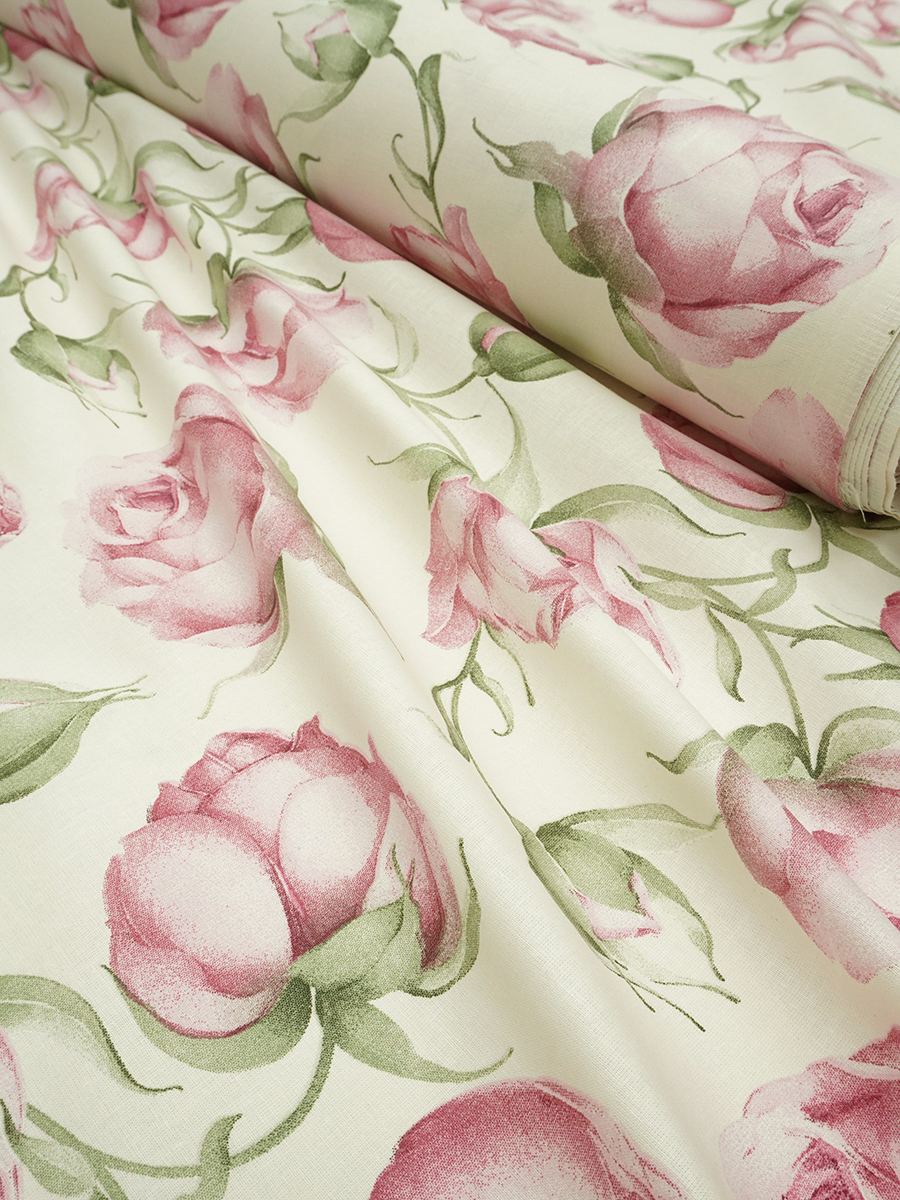 Бязь "Роскошные бутоны"(крупные цветы), (комп), ш.2.2м, хлопок-100%, 140гр/м.кв
