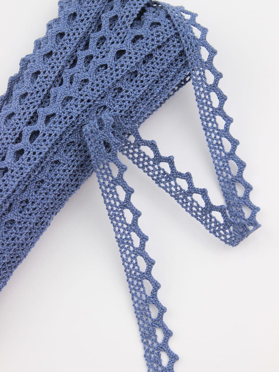 Кружево цв.винтажно-джинсовый, ш.10мм, хлопок-90%, п/э-10%, 10м