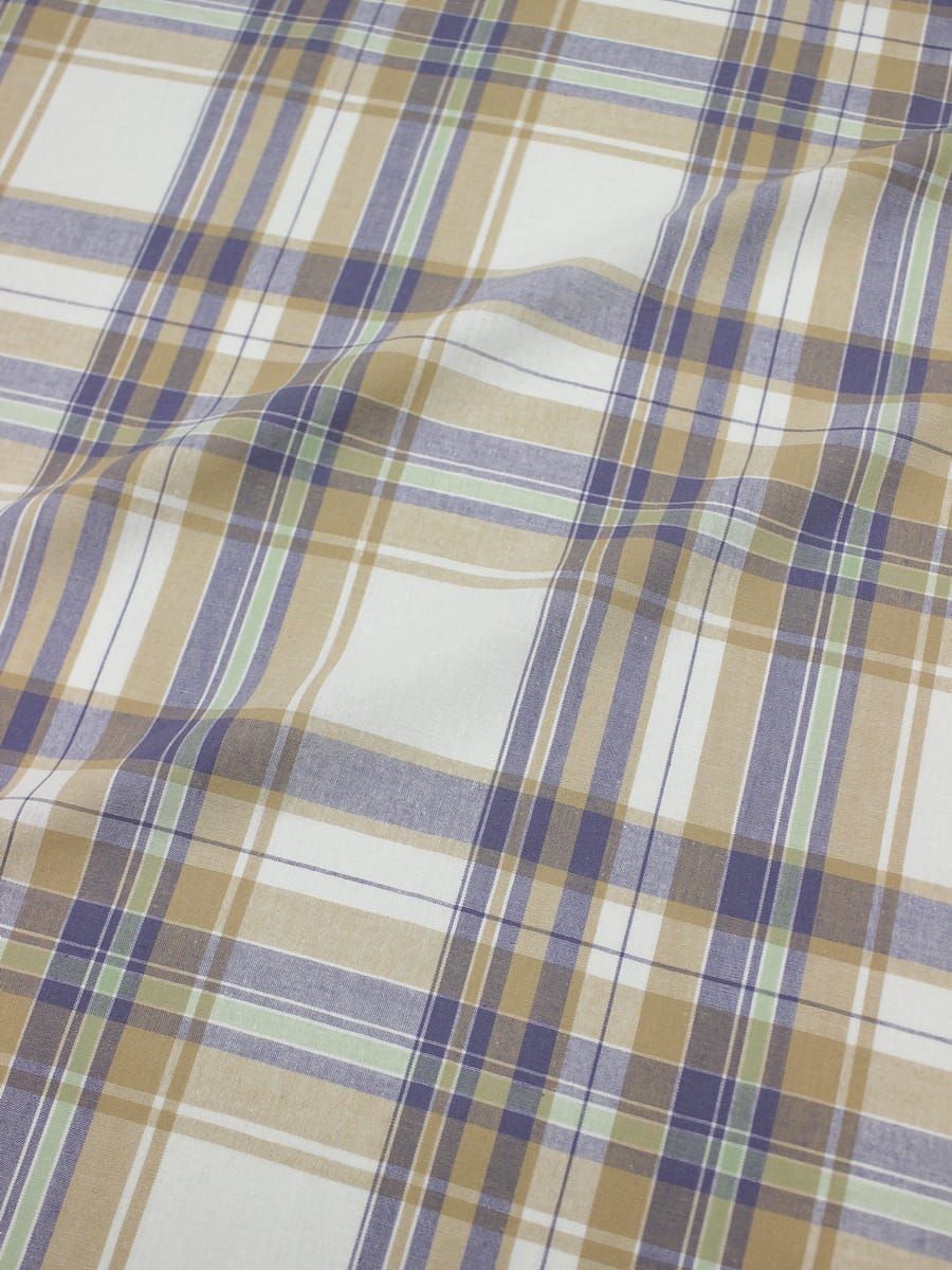 Вареный (стираный) хлопок "Тройная клетка на белом", ш.2.5м, хлопок-100%, 115гр/м.кв