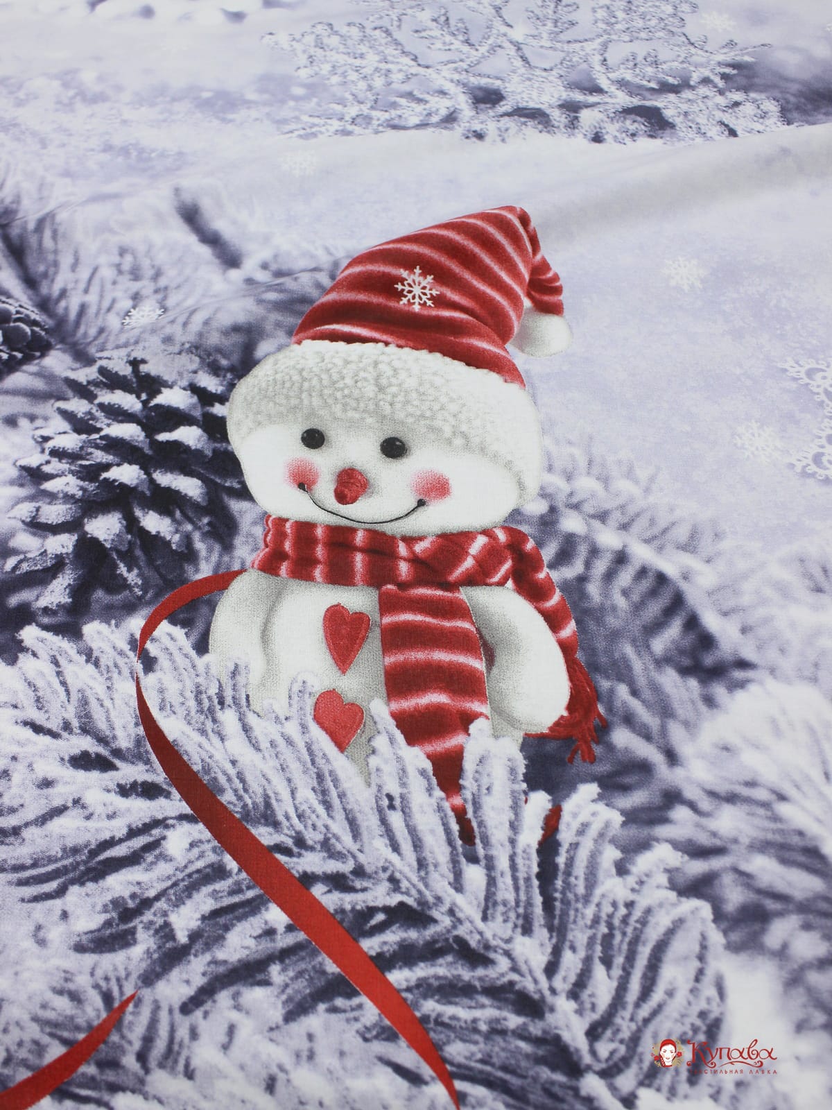 Мерный лоскут(ткань в отрезах) - Поплин "Волшебная зима - игрушки", (комп), ш.2.2м, хлопок-100%,