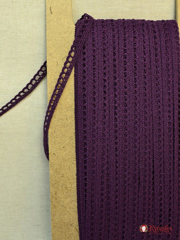 Кружево цв.черника, ш.08мм, хлопок-90%, п/э-10%