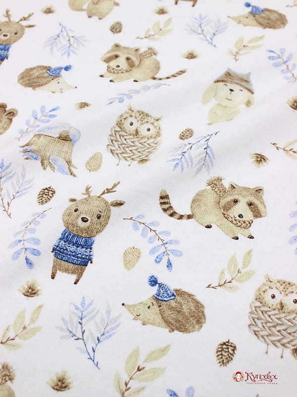 Мерный лоскут Фланель "Лесной переполох", ш.0.95м, хлопок-100%, 160гр/м.кв