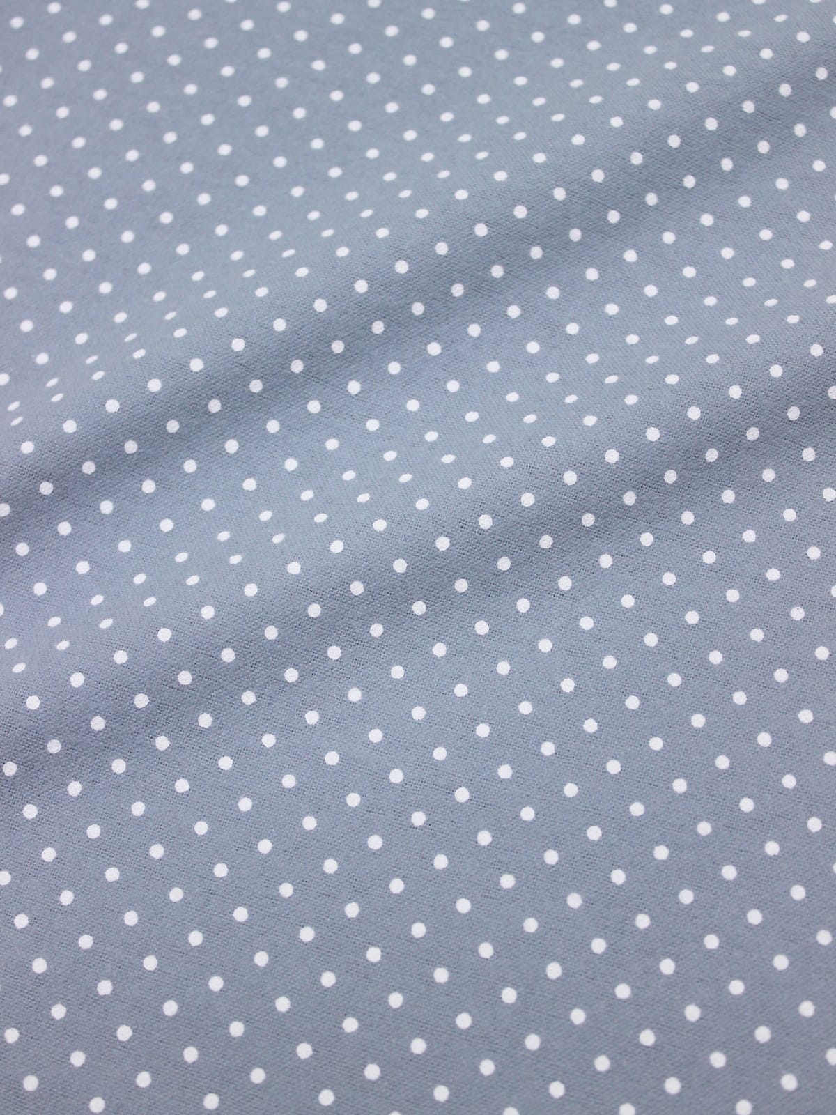 Теплый хлопок "Белый горох (2мм) на серо-голубом", СОРТ2, ш.1.48м, хлопок-100%, 140гр/м.кв