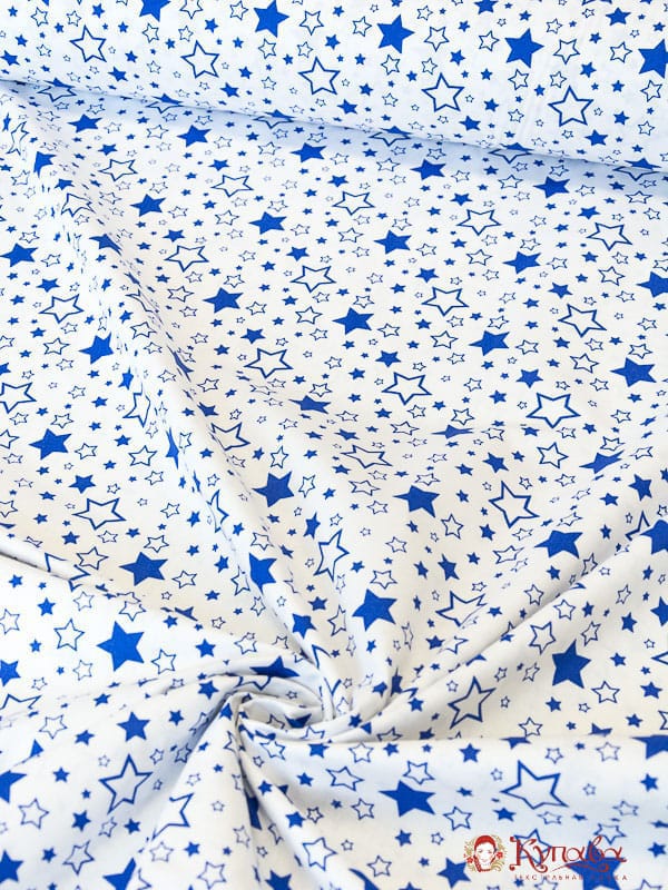 Поплин "Звездопад" цв.синий, ш.1.5м, хлопок-100%, 115 гр/м.кв