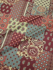 Импорт. хлопок "Восточный узор-пэчворк" цв.бордовый, ш.1.5м, хлопок-100%, 100гр/м.кв