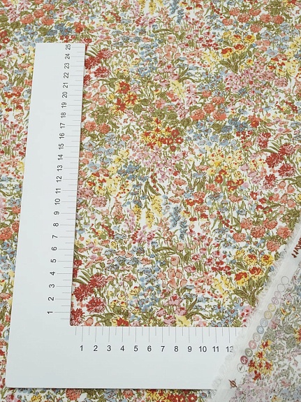 Штапель "Полевое изобилие" цв.терракотовый, ш.1.45м, вискоза-100%, 110гр/м.кв