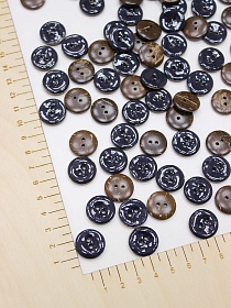 Пуговица кокос+эмаль, цв.чернильный, 18мм, 2 отверстия