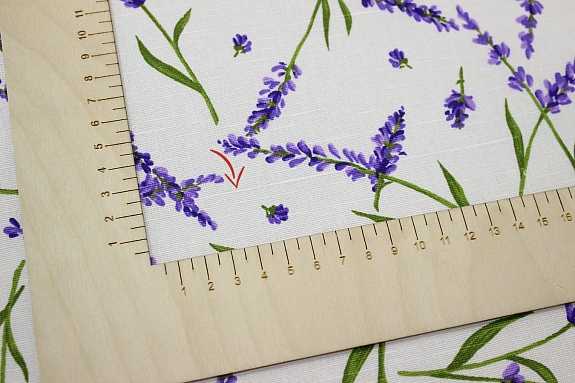 Полулен "Аромат лаванды на белом", ш.1.5м, лен -30%, хлопок-70%, 140гр/м.кв