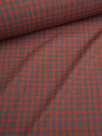 Фуле "Клетка" цв.т.кирпичный/т.серый, ш.1.45м, хлопок-100%, 150гр/м.кв