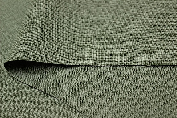 Лен костюмный с эффектом мятости цв.Хаки-шалфей-2, СОРТ2, ш.1.45м, лен-100%, 190гр/м.кв