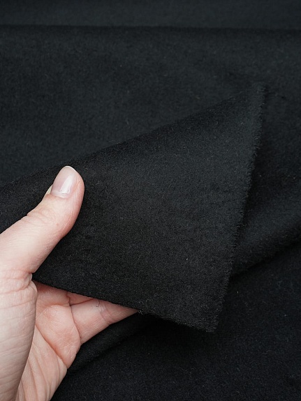 Шерсть пальтовая двухсторонняя, двухслойная цв.Черный, ш.1.5м, шерсть-40%, п/э-60%, 630гр/м.кв