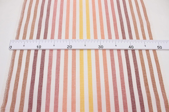 Холст полотенечный "Оранжевые/красные/коричневые полосы", ш.0.5м, лен-30%, хл-70%, 140гр/м.кв