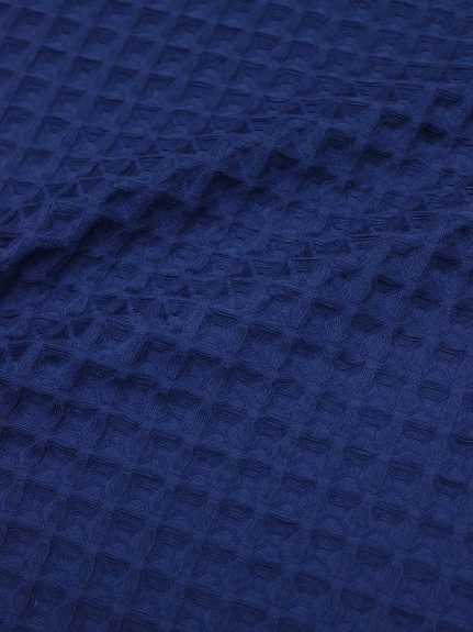 Вафельное премиум-полотно "Бохо" цв.темно-синий, ш.1.72м, хлопок-100%, 240гр/м.кв