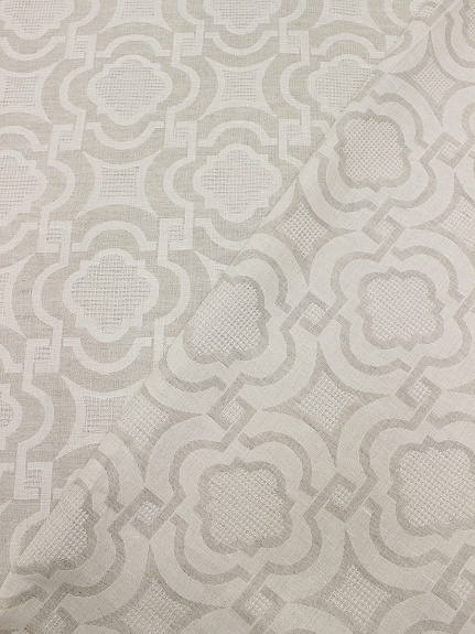 Полульняной жаккард "Орнамент" цв.бежевый, ш.1.92м, лен-50%, хлопок-50%