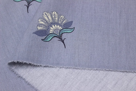 Сатин "Инесса - соцветия" цв.серо-фиолетовая дымка, (комп), ш.1.60м, хлопок-100%, 110гр/м.кв